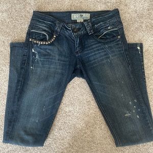 Jolt Low Rise Distressed Jeans, Size 5